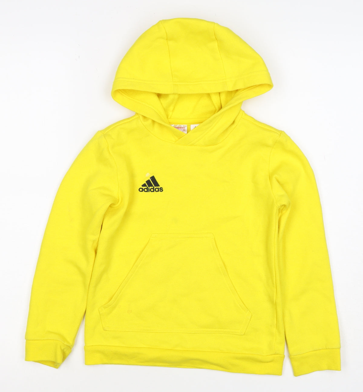 Adidas Boys Yellow Pullover Hoodie 7-8 Years Logo Pocket