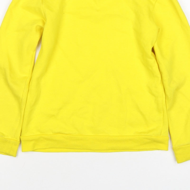 Adidas Boys Yellow Pullover Hoodie 7-8 Years Logo Pocket