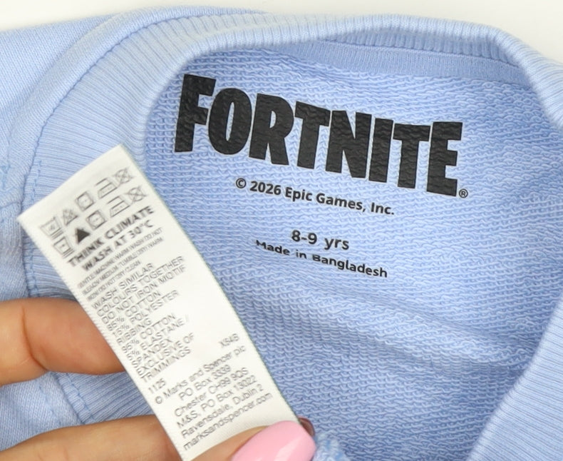 Fortnite Boys Blue 8-9 Years Pullover Graphic Print Sweatshirt