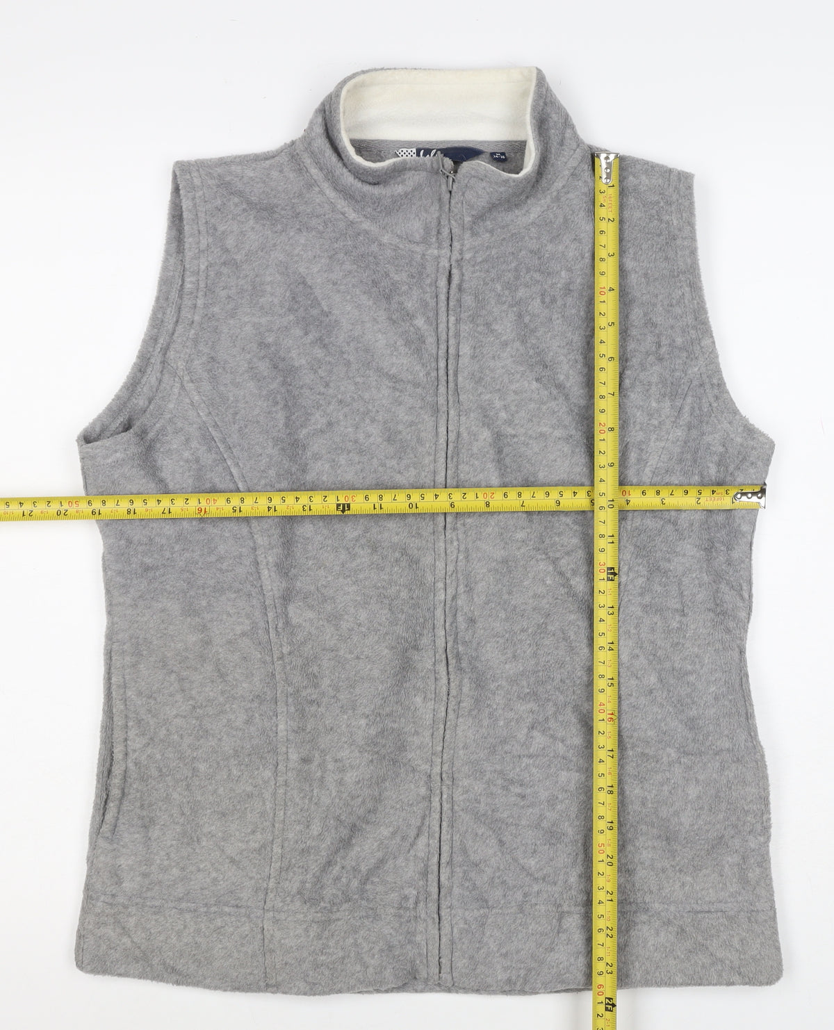M&Co Women’s Grey Basic Fleece Zip Waistcoat Size M 14-16