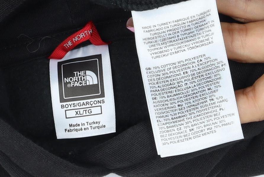 The North Face Boys Black XL Pullover Hoodie Logo Graphic Pockets