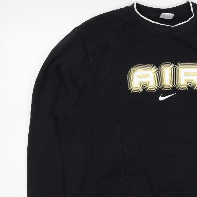 Nike Men’s Black L Air Logo Graphic Crew Neck Pullover Sweatshirt