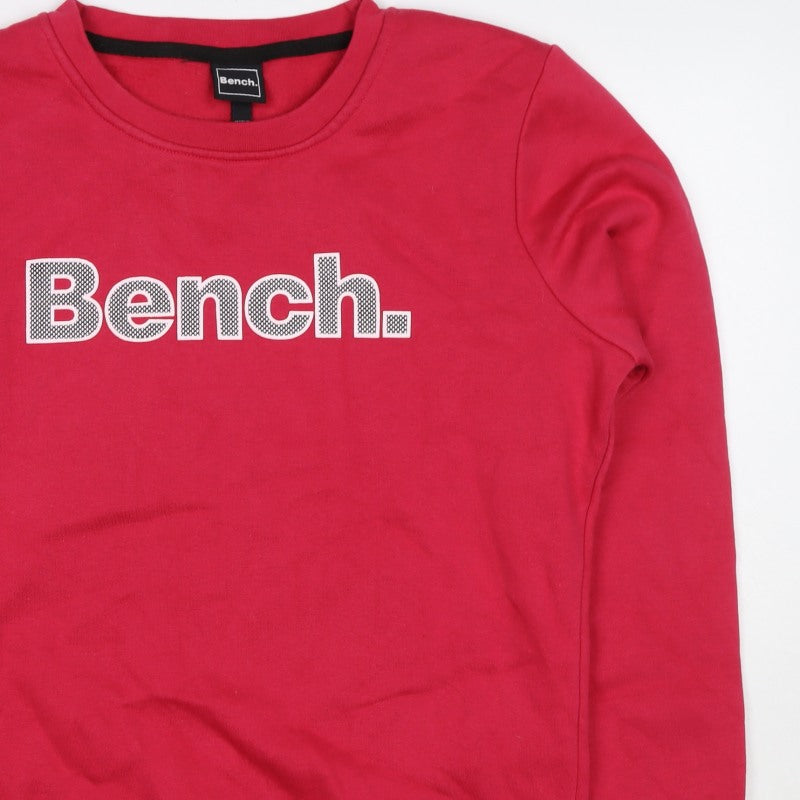 Bench Women's Red UK 14 Logo Crew Neck Pullover Sweatshirt
