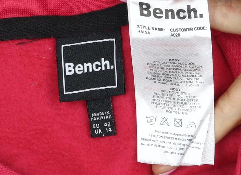 Bench Women's Red UK 14 Logo Crew Neck Pullover Sweatshirt