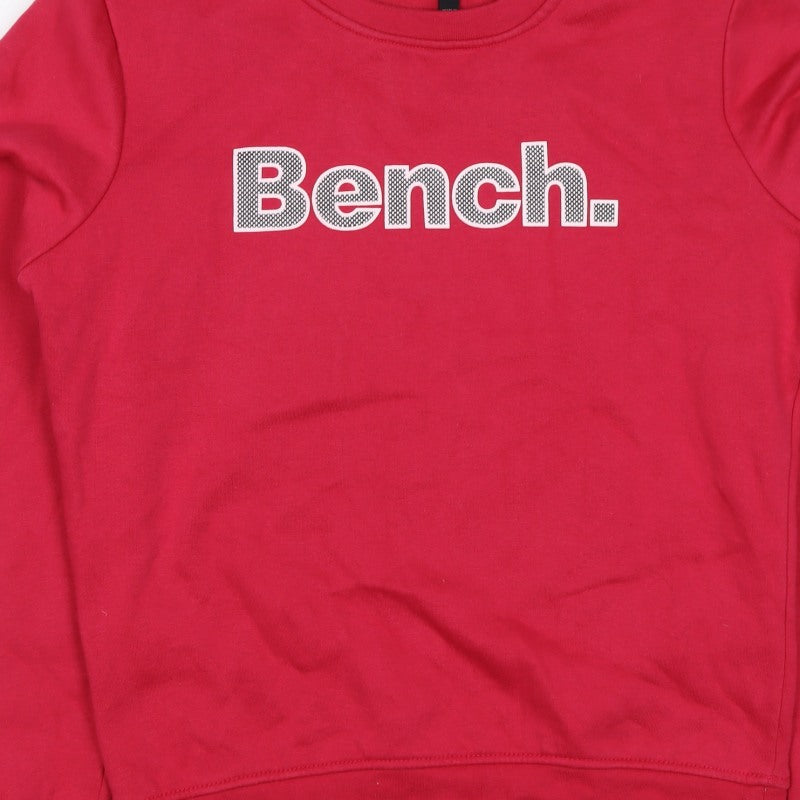 Bench Women's Red UK 14 Logo Crew Neck Pullover Sweatshirt