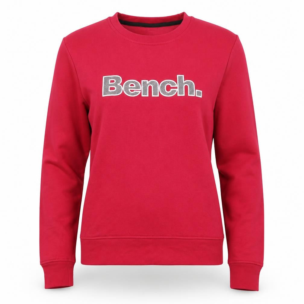 Bench Women's Red UK 14 Logo Crew Neck Pullover Sweatshirt