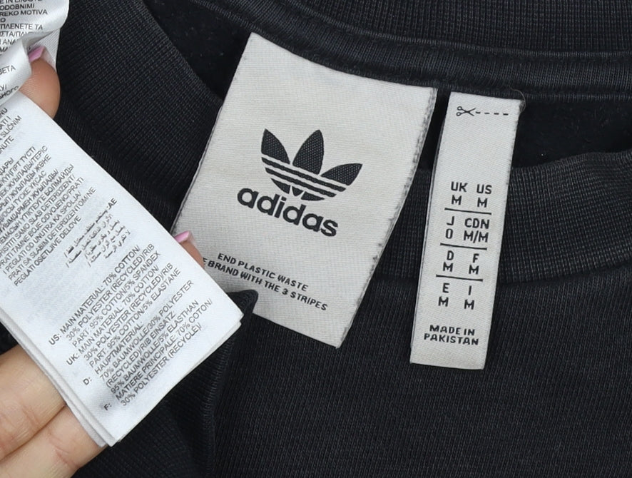 Adidas Men’s Black M 3 Stripe Trefoil Crew Neck Pullover Sweatshirt