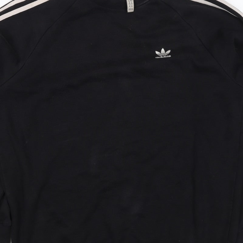 Adidas Men’s Black M 3 Stripe Trefoil Crew Neck Pullover Sweatshirt