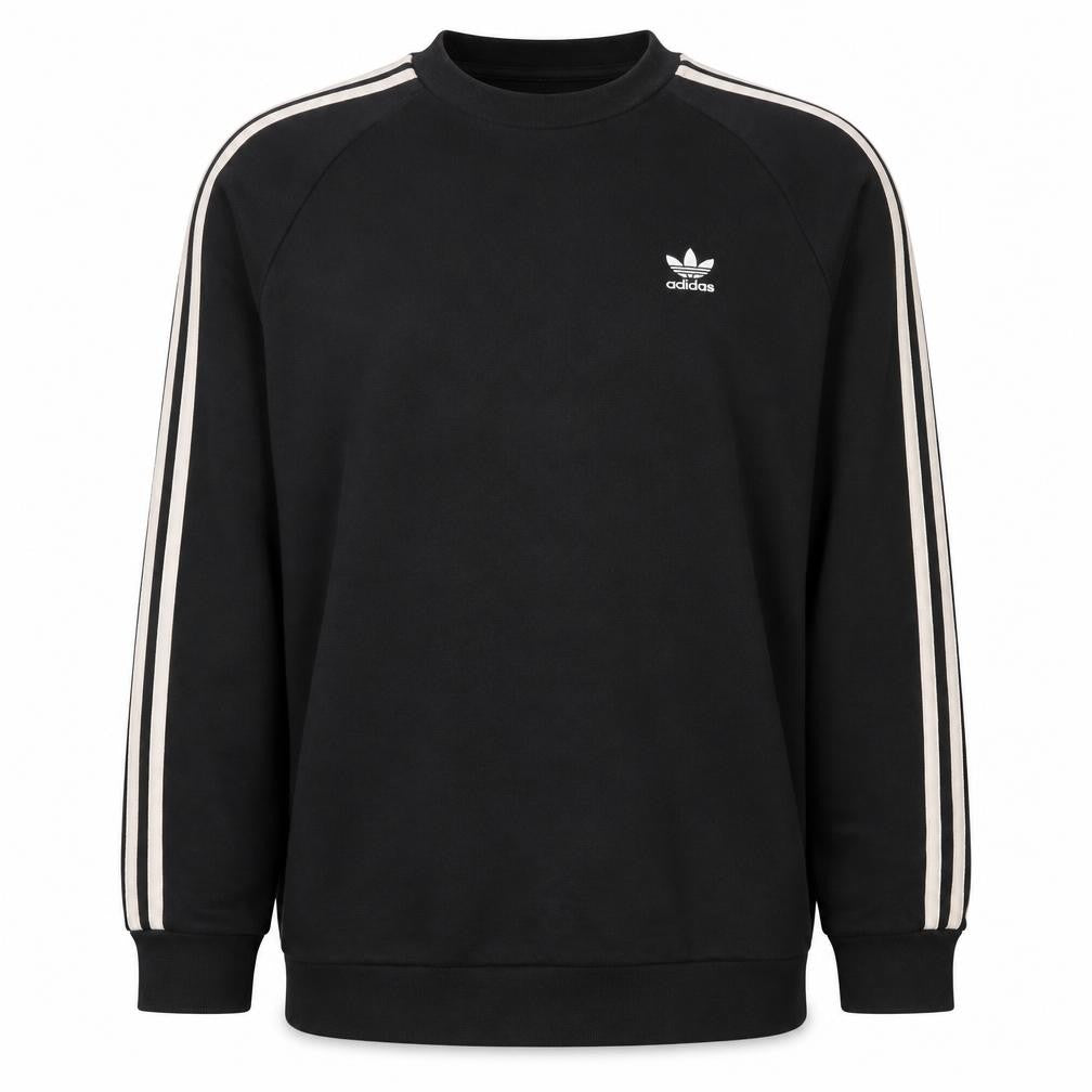 Adidas Men’s Black M 3 Stripe Trefoil Crew Neck Pullover Sweatshirt