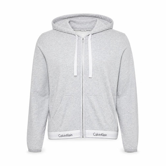 Calvin Klein Women Grey M Full Zip Logo Hoodie Cotton Blend