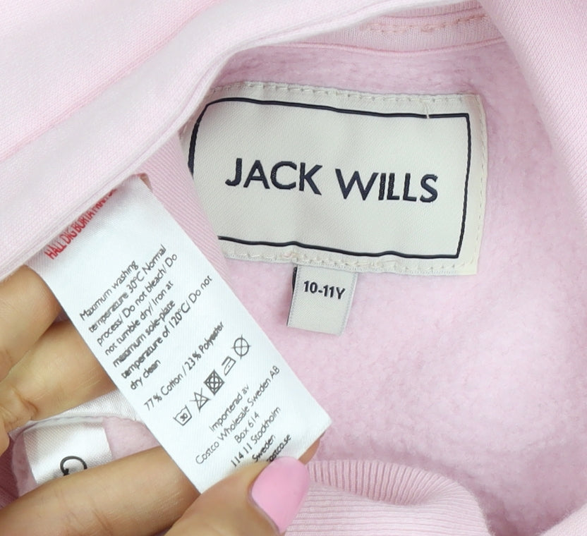 Jack Wills Girls Pink 10-11 Years Pullover Logo Hoodie