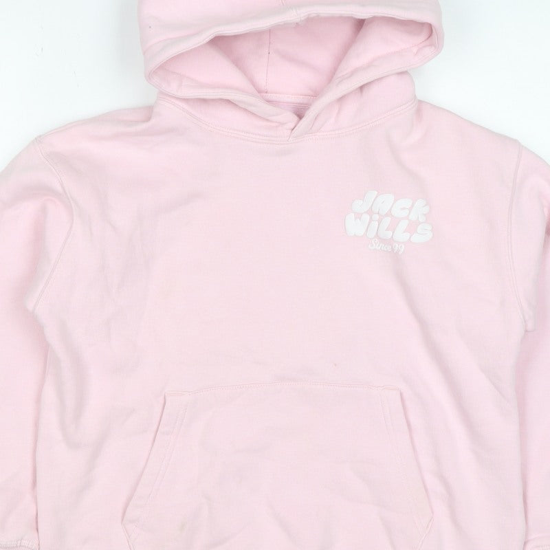 Jack Wills Girls Pink 10-11 Years Pullover Logo Hoodie