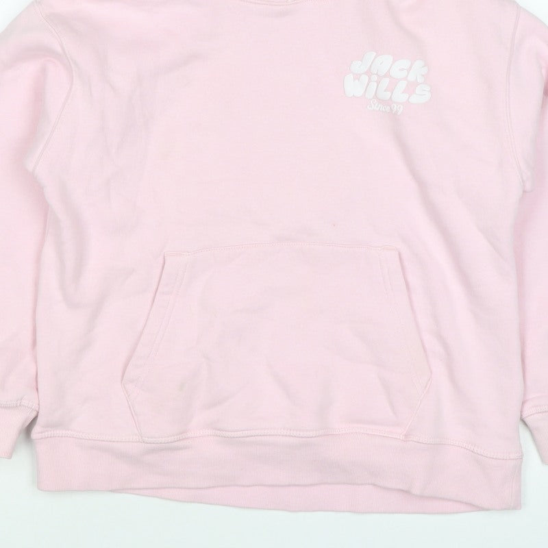 Jack Wills Girls Pink 10-11 Years Pullover Logo Hoodie