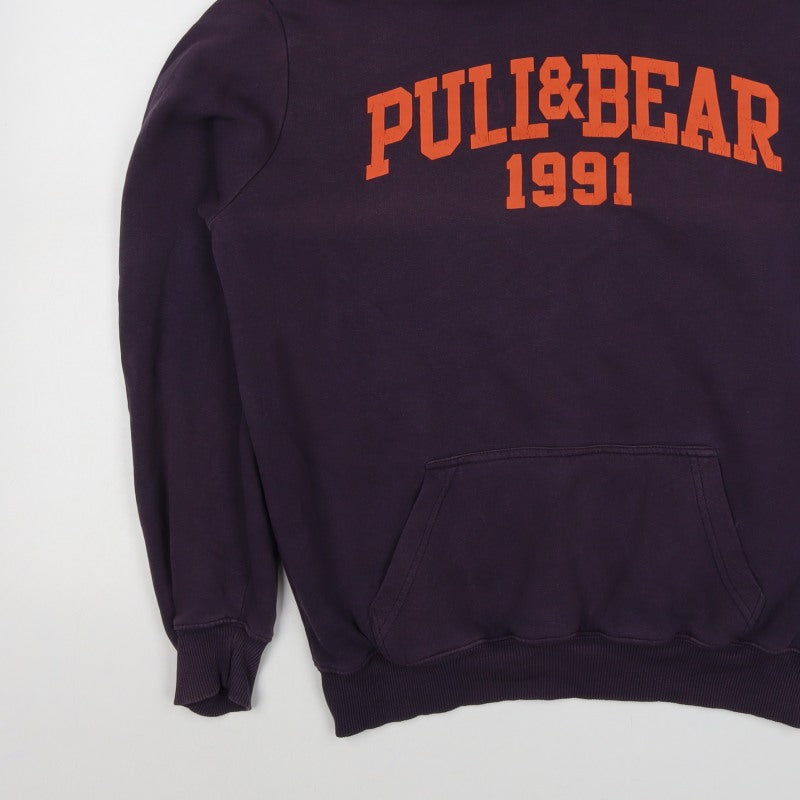 Pull&Bear Men’s Purple XL College Graphic Pullover Hoodie