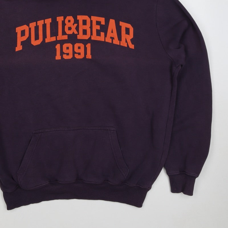 Pull&Bear Men’s Purple XL College Graphic Pullover Hoodie