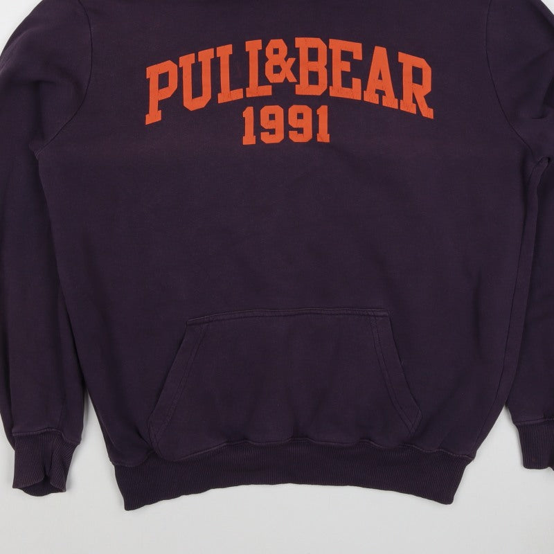Pull&Bear Men’s Purple XL College Graphic Pullover Hoodie