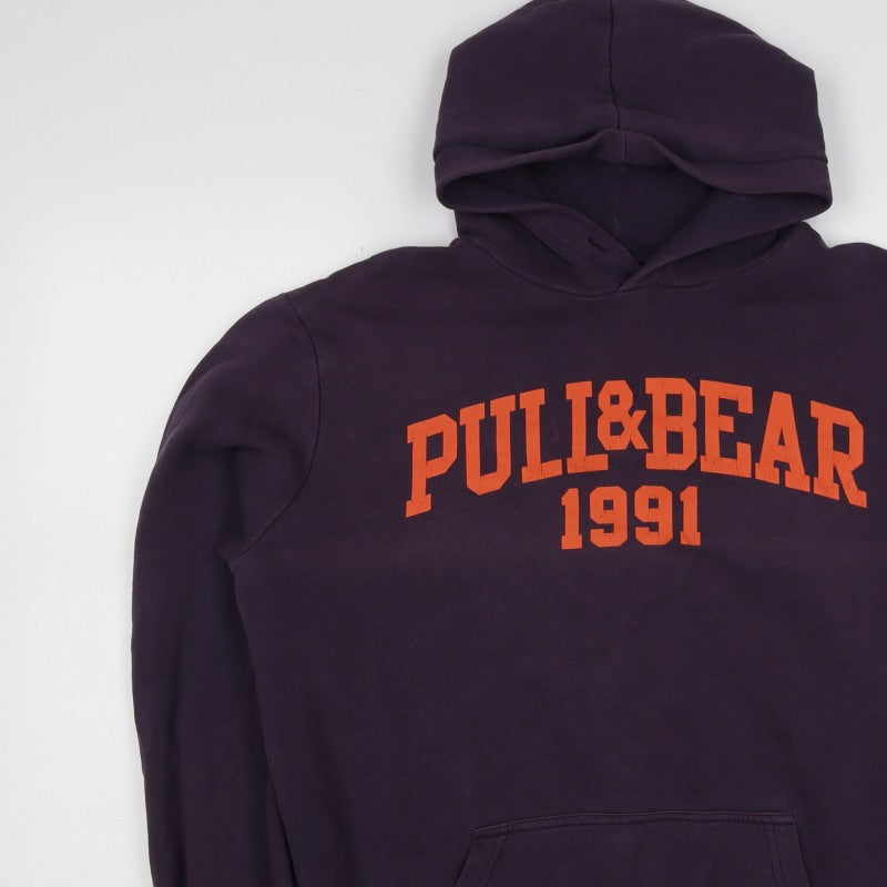 Pull&Bear Men’s Purple XL College Graphic Pullover Hoodie
