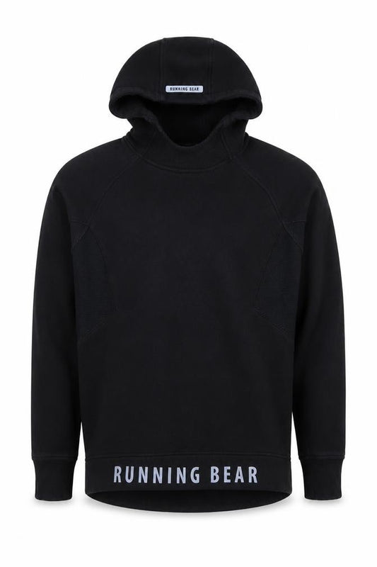 Running Bear Men’s Black M Pullover Logo Hoodie Hooded Pockets
