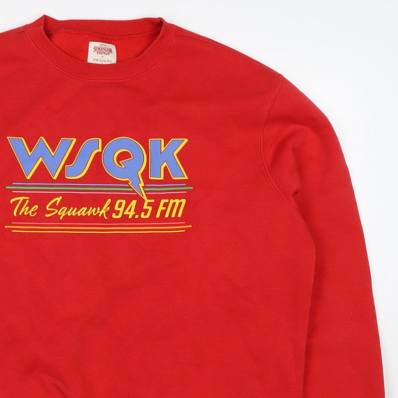 Primark Unisex Red XS Stranger Things The Squawk Graphic Sweatshirt