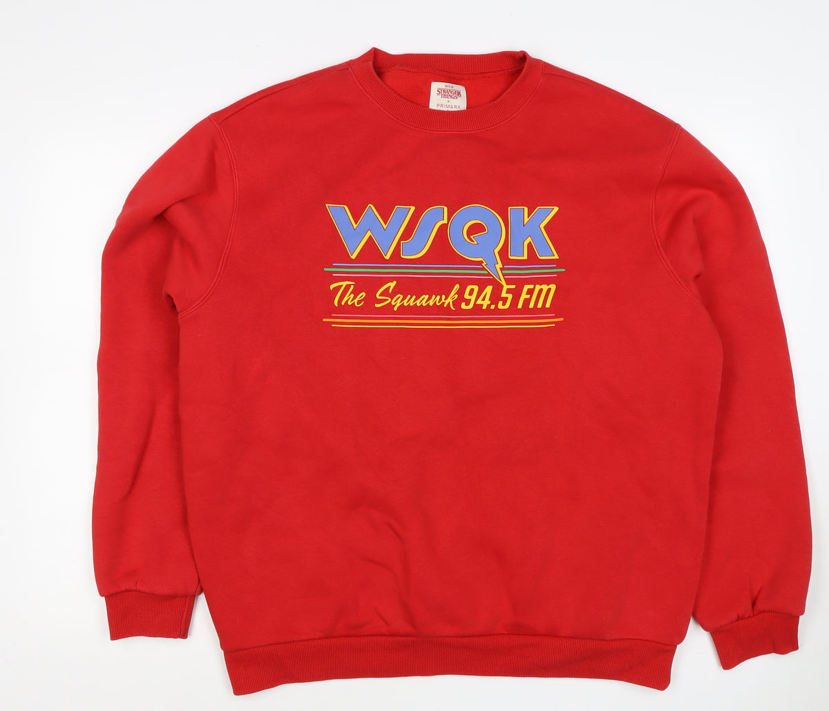 Primark Unisex Red XS Stranger Things The Squawk Graphic Sweatshirt