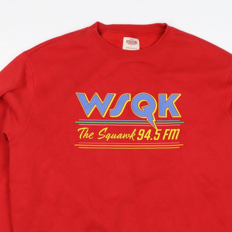 Primark Unisex Red XS Stranger Things The Squawk Graphic Sweatshirt