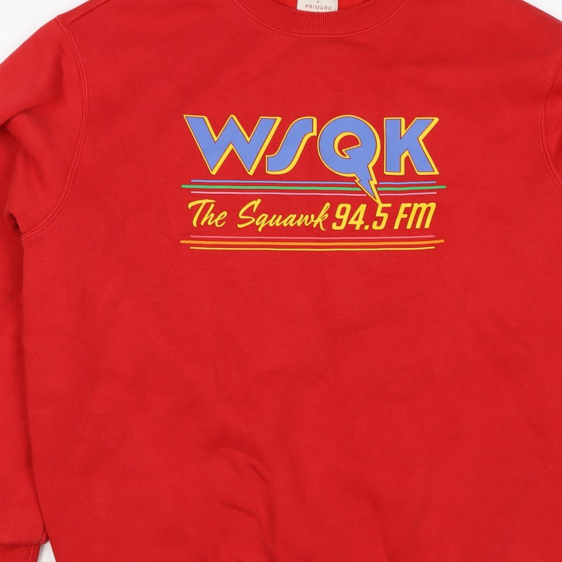 Primark Unisex Red XS Stranger Things The Squawk Graphic Sweatshirt