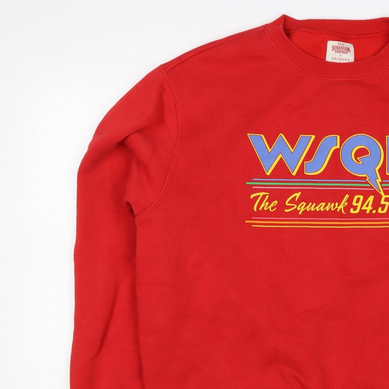 Primark Unisex Red XS Stranger Things The Squawk Graphic Sweatshirt