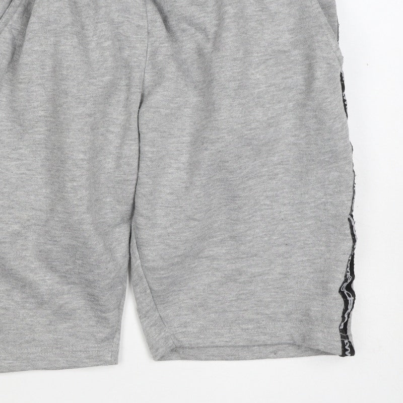 Twisted Soul Teens Grey M Sweat Shorts Logo Tape Jersey