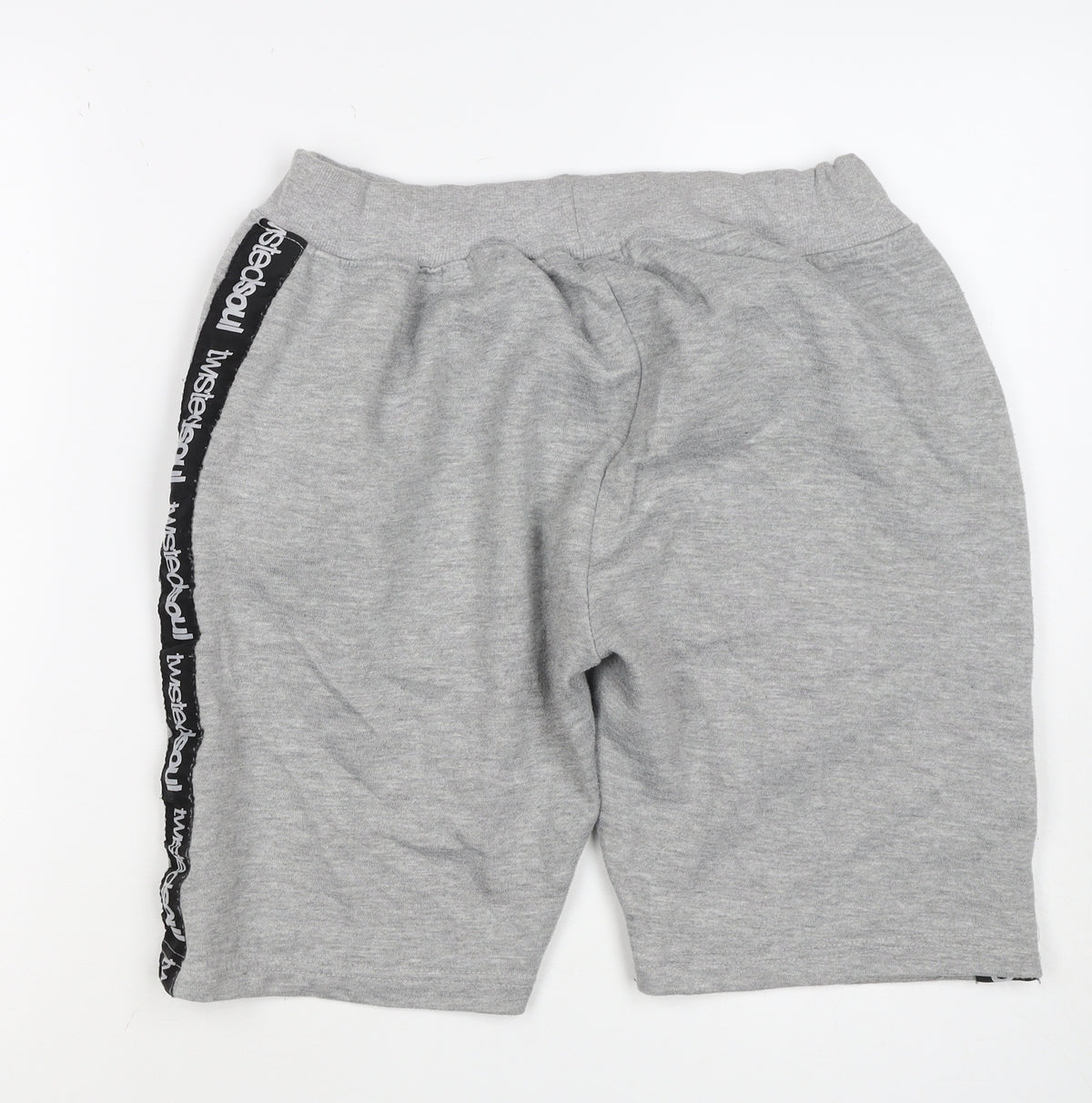 Twisted Soul Teens Grey M Sweat Shorts Logo Tape Jersey