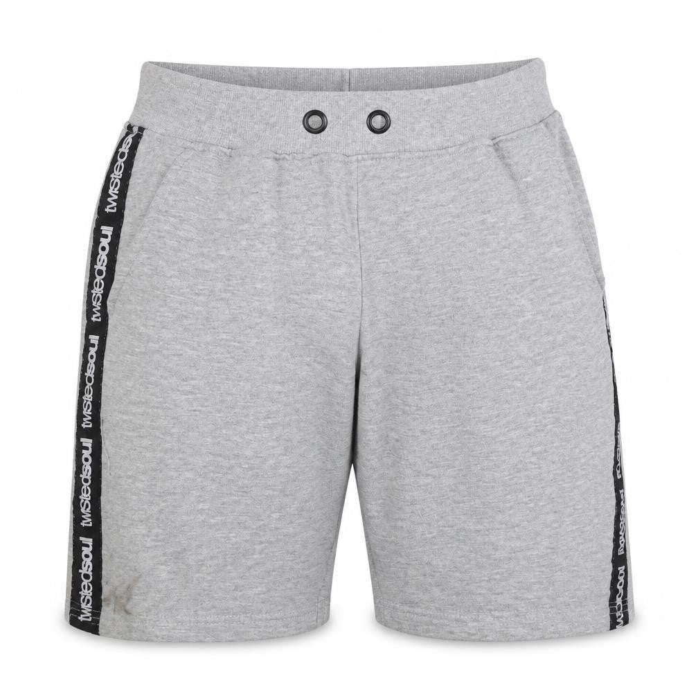 Twisted Soul Teens Grey M Sweat Shorts Logo Tape Jersey
