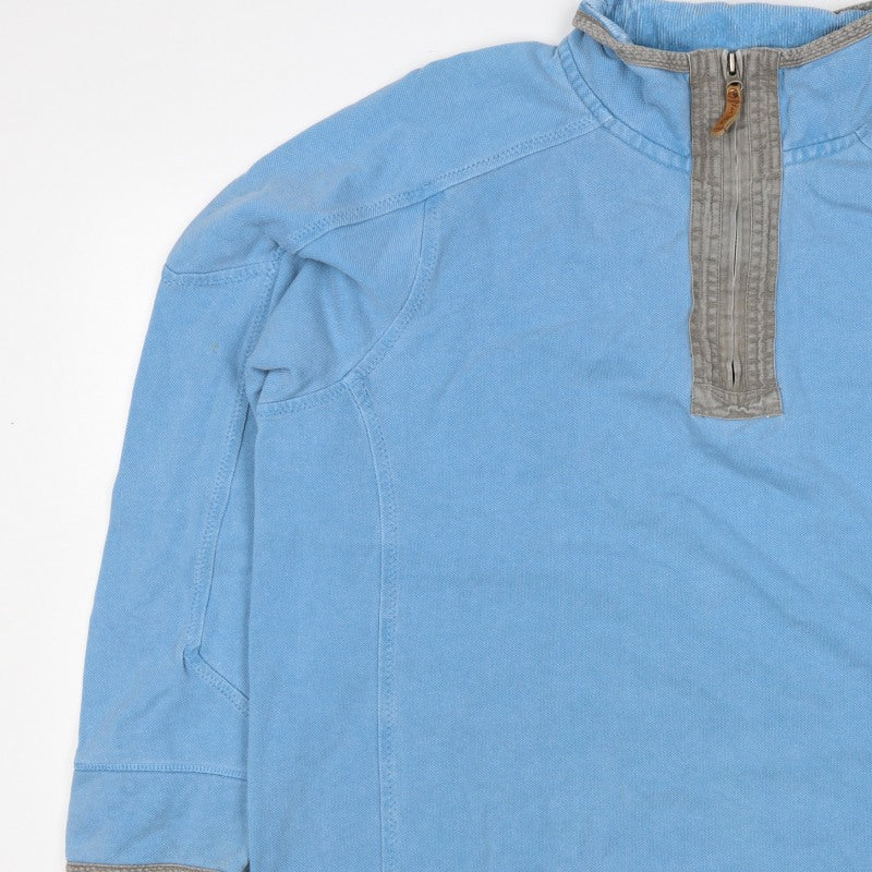 Fat Face Men’s Blue 3XL Quarter Zip High Neck Pullover Sweatshirt