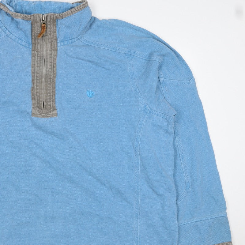 Fat Face Men’s Blue 3XL Quarter Zip High Neck Pullover Sweatshirt