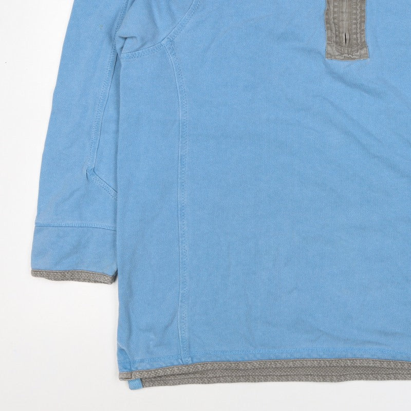 Fat Face Men’s Blue 3XL Quarter Zip High Neck Pullover Sweatshirt
