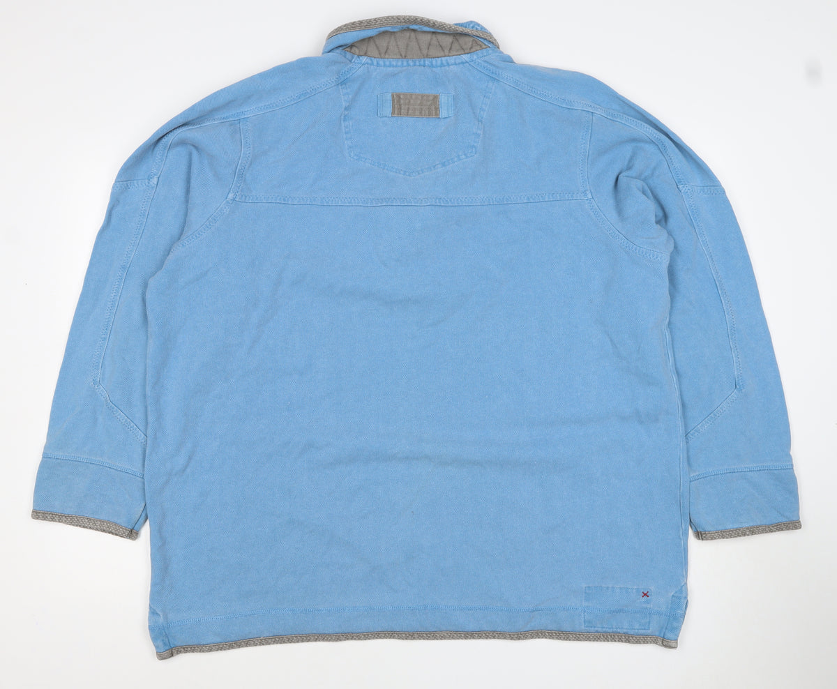 Fat Face Men’s Blue 3XL Quarter Zip High Neck Pullover Sweatshirt