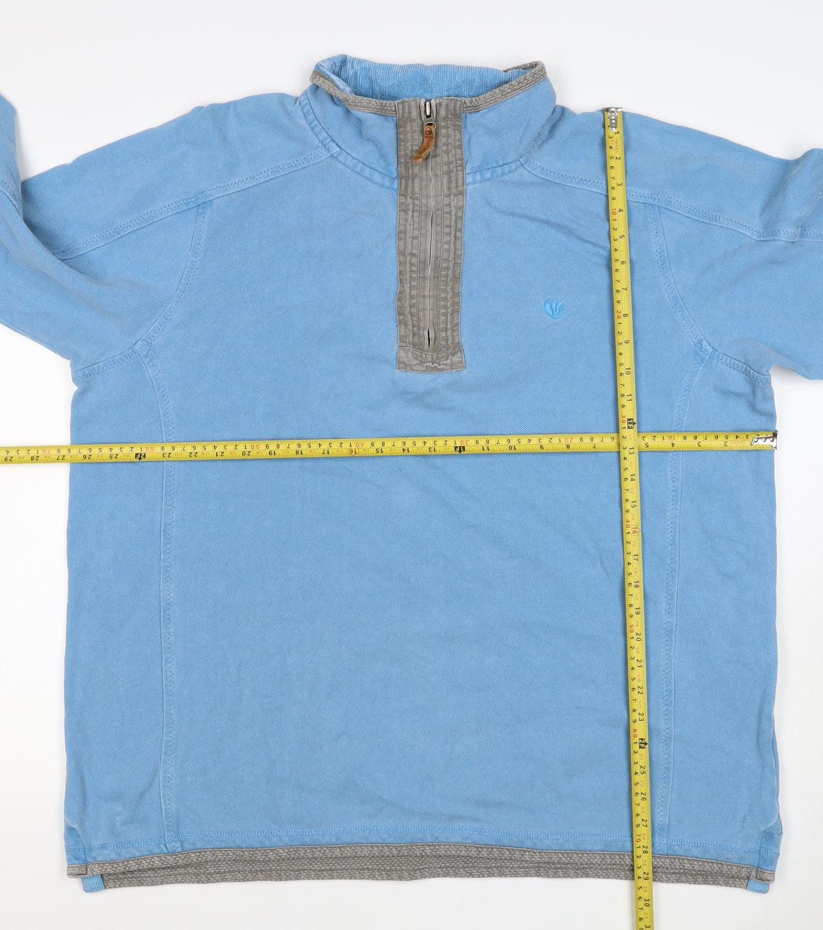 Fat Face Men’s Blue 3XL Quarter Zip High Neck Pullover Sweatshirt