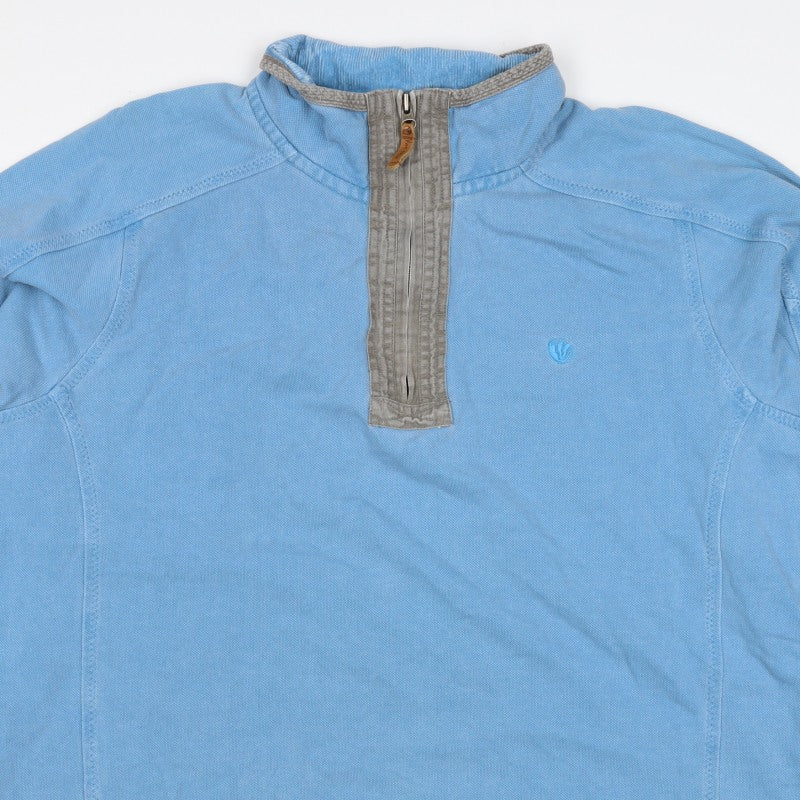 Fat Face Men’s Blue 3XL Quarter Zip High Neck Pullover Sweatshirt