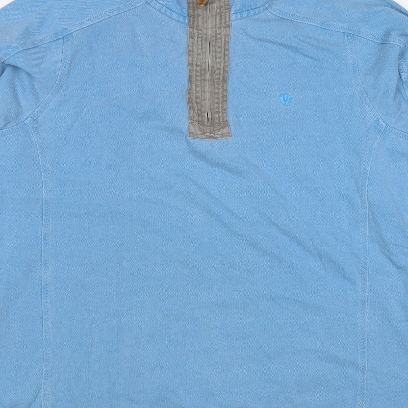 Fat Face Men’s Blue 3XL Quarter Zip High Neck Pullover Sweatshirt