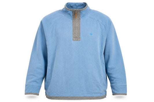 Fat Face Men’s Blue 3XL Quarter Zip High Neck Pullover Sweatshirt