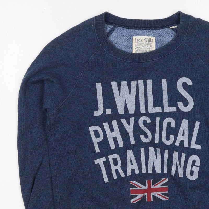 Jack Wills Women’s Blue UK 8 Pullover Sweatshirt Graphic Flag Logo
