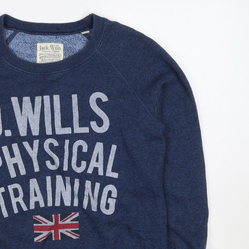 Jack Wills Women’s Blue UK 8 Pullover Sweatshirt Graphic Flag Logo