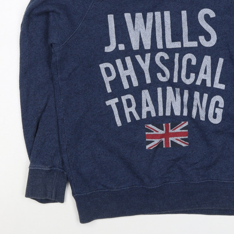 Jack Wills Women’s Blue UK 8 Pullover Sweatshirt Graphic Flag Logo