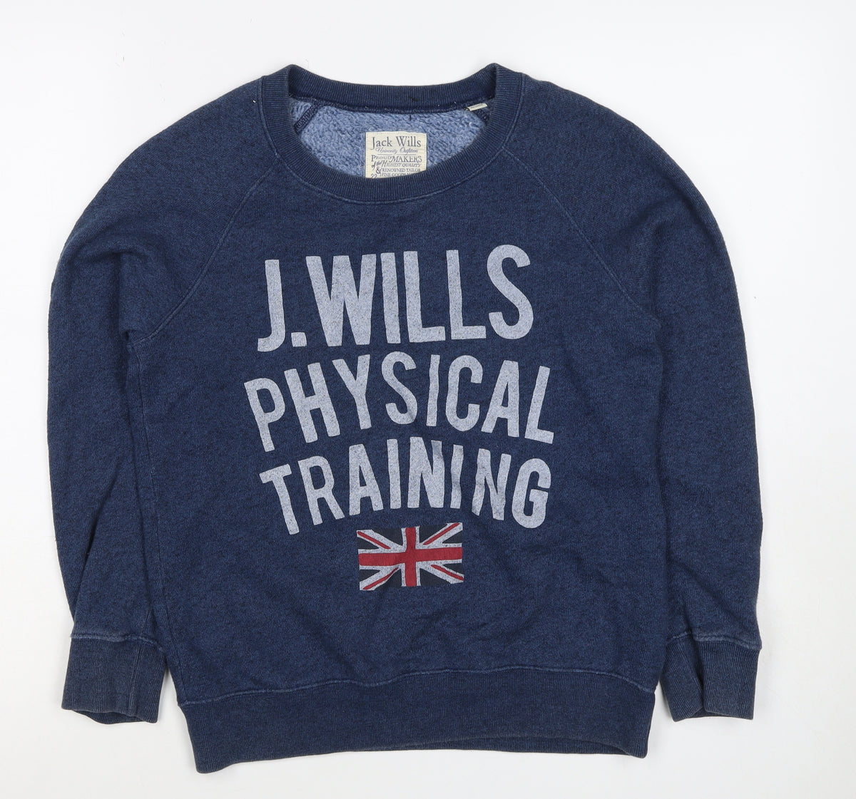 Jack Wills Women’s Blue UK 8 Pullover Sweatshirt Graphic Flag Logo