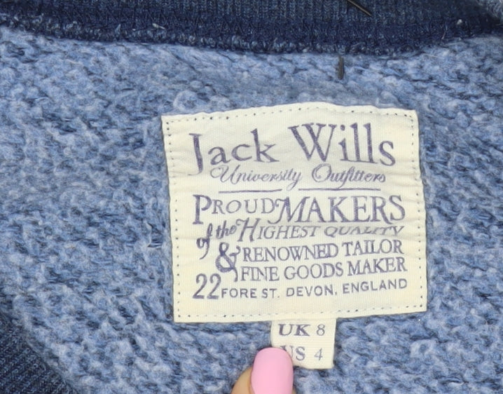 Jack Wills Women’s Blue UK 8 Pullover Sweatshirt Graphic Flag Logo