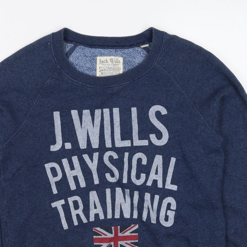 Jack Wills Women’s Blue UK 8 Pullover Sweatshirt Graphic Flag Logo