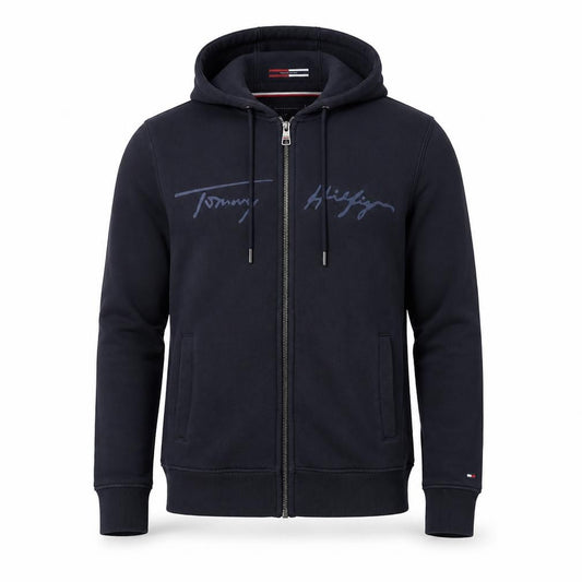 Tommy Hilfiger Men’s Navy S Full Zip Logo Hoodie Organic Cotton