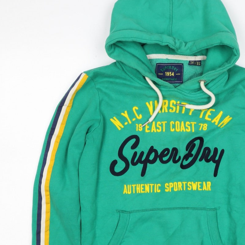 Superdry Women’s Green UK 10 Pullover Hoodie Logo Stripe