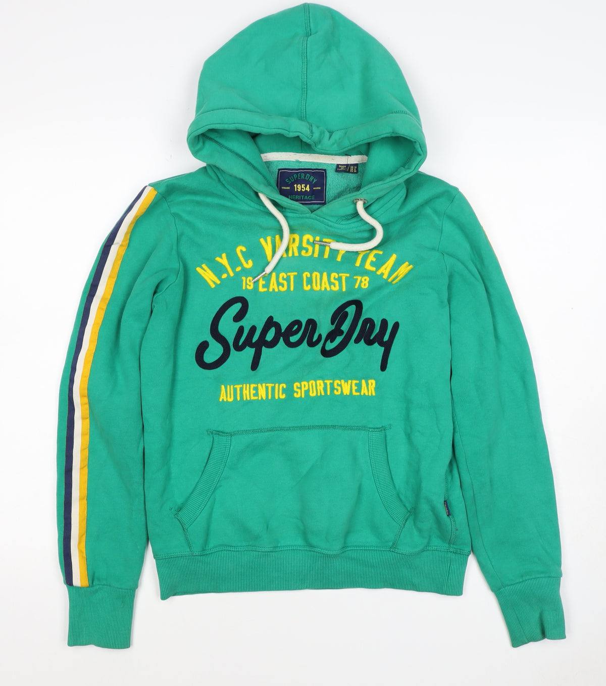 Superdry Women’s Green UK 10 Pullover Hoodie Logo Stripe