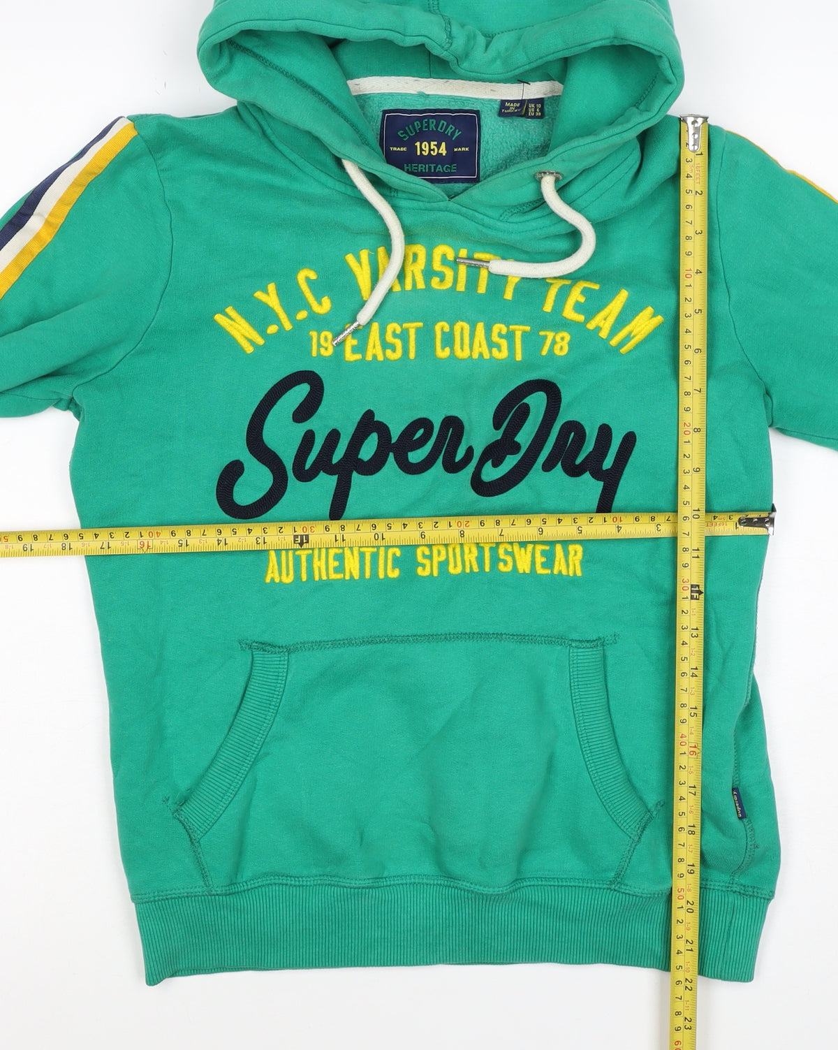 Superdry Women’s Green UK 10 Pullover Hoodie Logo Stripe