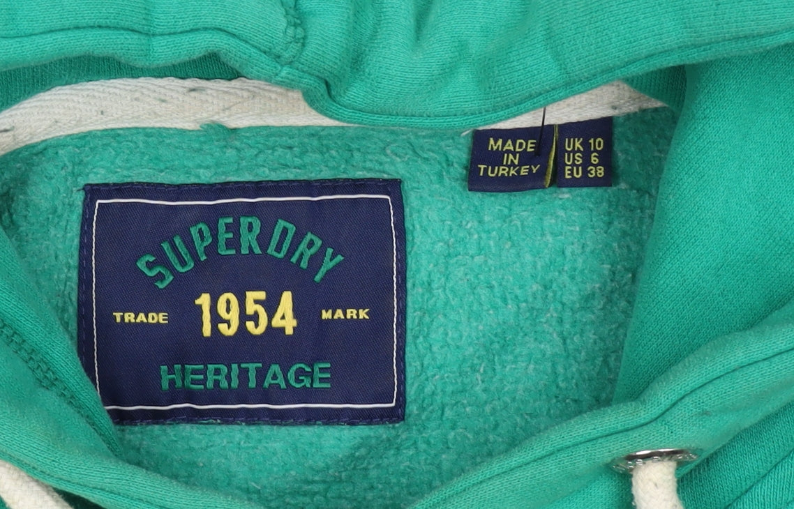 Superdry Women’s Green UK 10 Pullover Hoodie Logo Stripe
