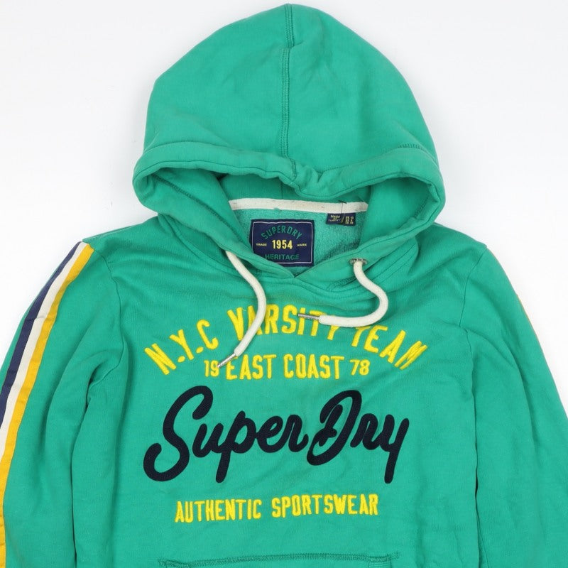 Superdry Women’s Green UK 10 Pullover Hoodie Logo Stripe